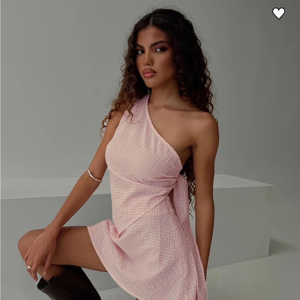 Princess Polly Dirst One Shoulder Set Pink Gingham